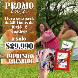 Pack 200 fotos 10×15 + 2 cuadros