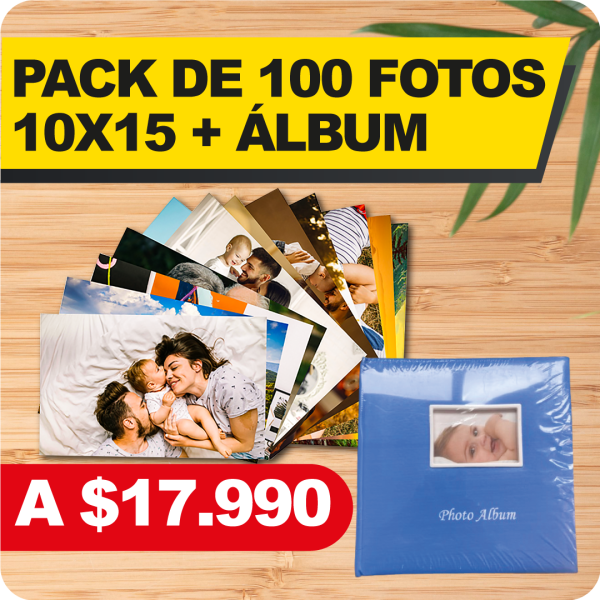 Pack 100 fotos 10×15 + Álbum