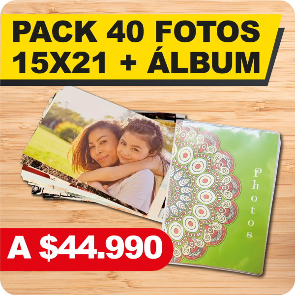 Pack 40 fotos 15×21 + Álbum